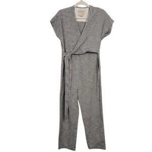 Ace & Jig Knightsbridge Wrap Jumpsuit Sz XS Gray Cotton Ankle Straight Leg Boho
